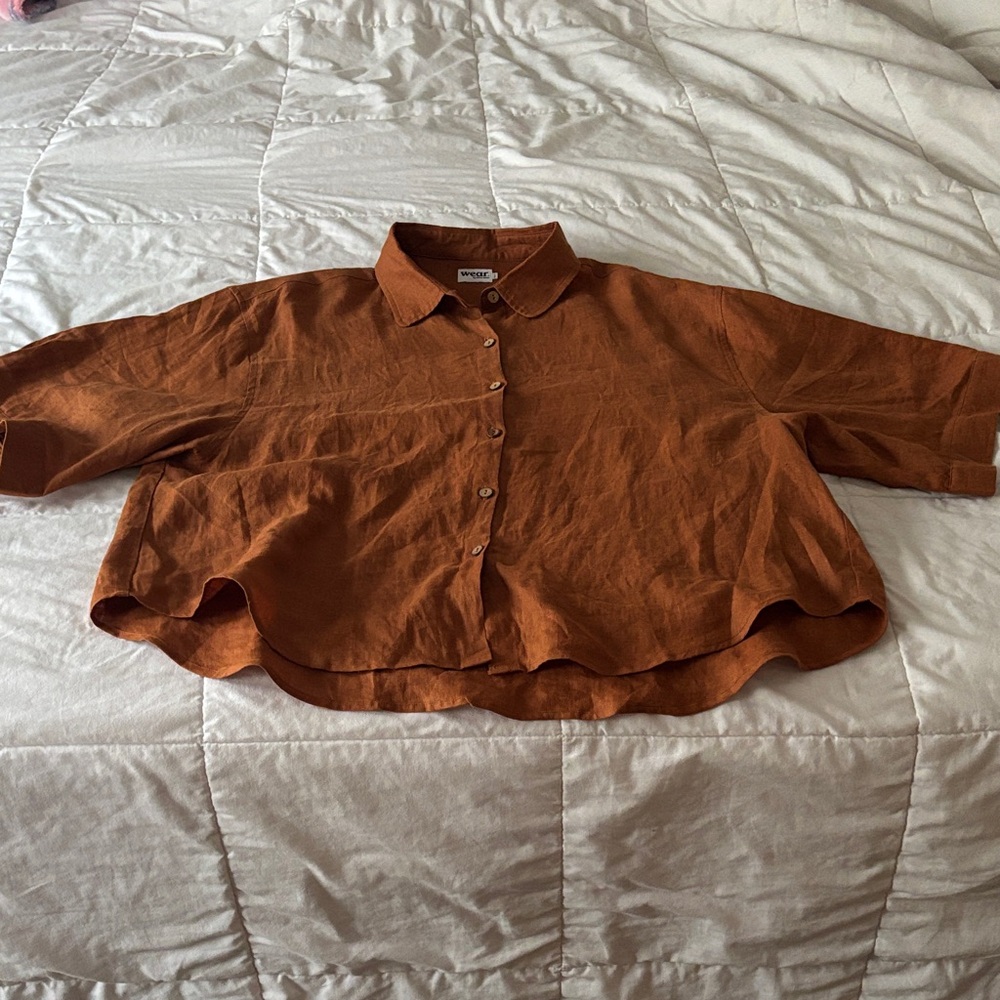 Brown linen shorts